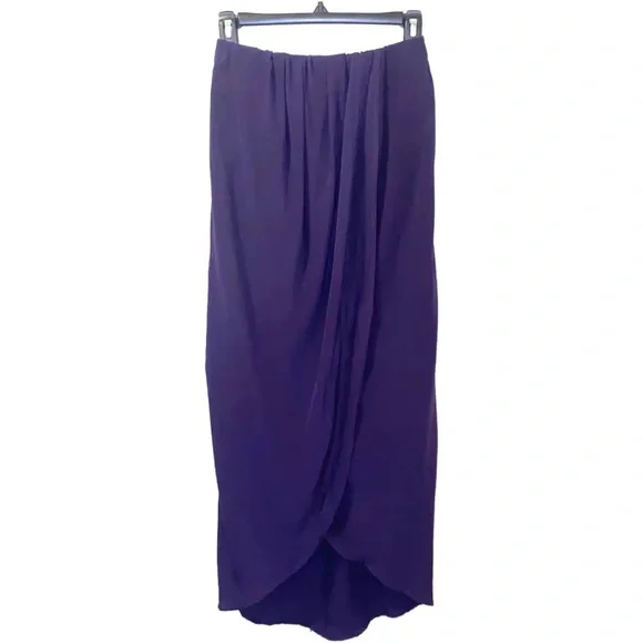 Olivaceous 100% silk layered plum maxi skirt - Picture 15 of 16